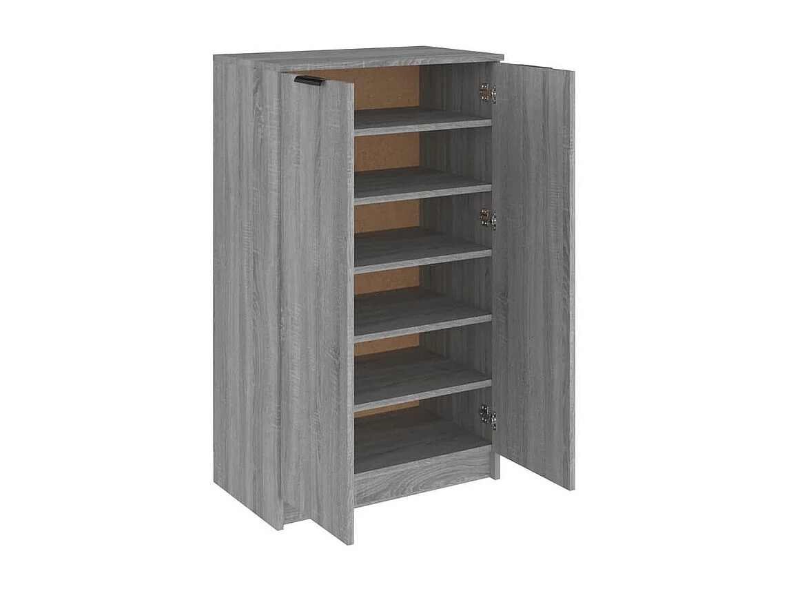 Armoire à chaussures multifonction avec petite penderie L59xP35xH100 - Simplicité et Solidité-Couleur Chêne gris