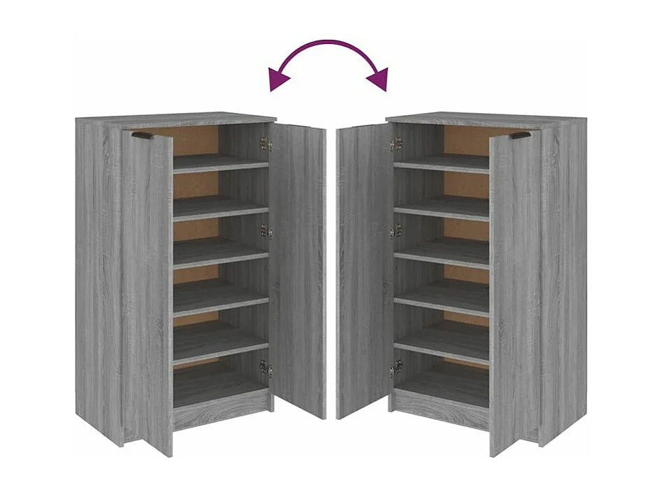 Armoire à chaussures multifonction avec petite penderie L59xP35xH100 - Simplicité et Solidité-Couleur Chêne gris