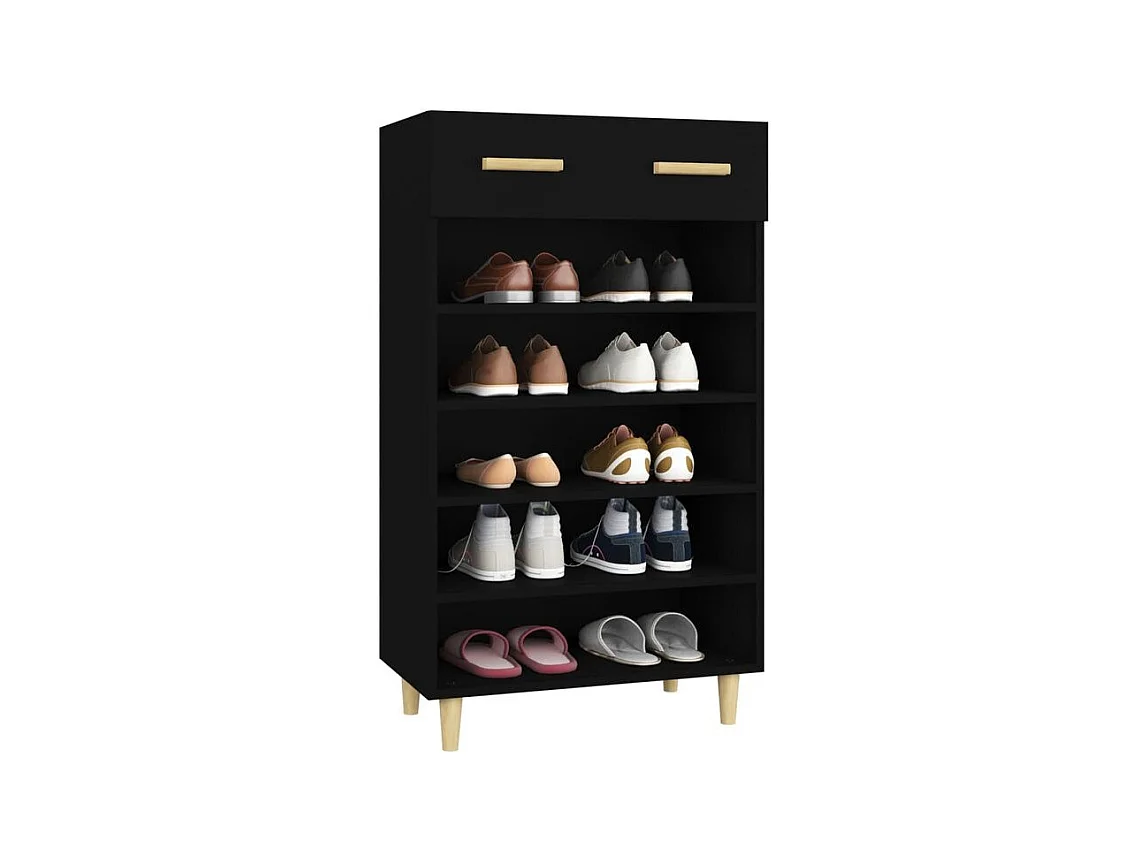 Armoire à chaussures Noir 60x35x105 Bois d'ingénierie