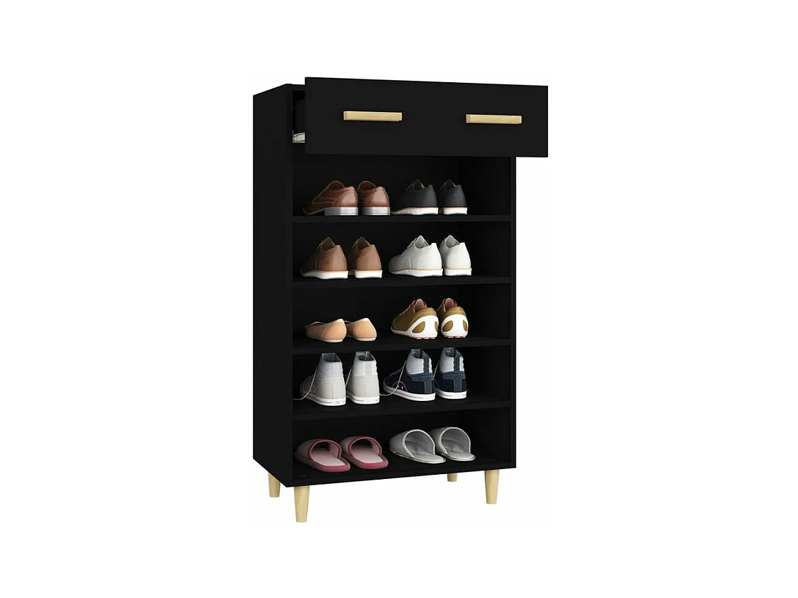 Armoire à chaussures Noir 60x35x105 Bois d'ingénierie