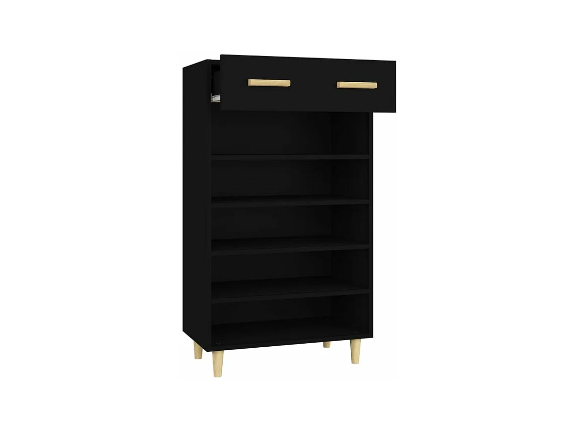 Armoire à chaussures Noir 60x35x105 Bois d'ingénierie