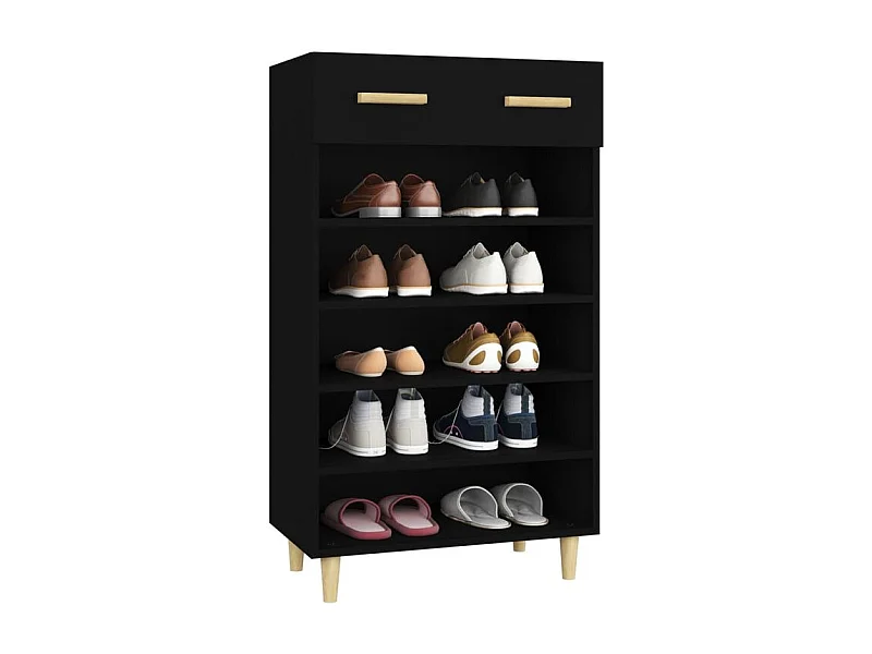 Armoire à chaussures Noir 60x35x105 Bois d'ingénierie