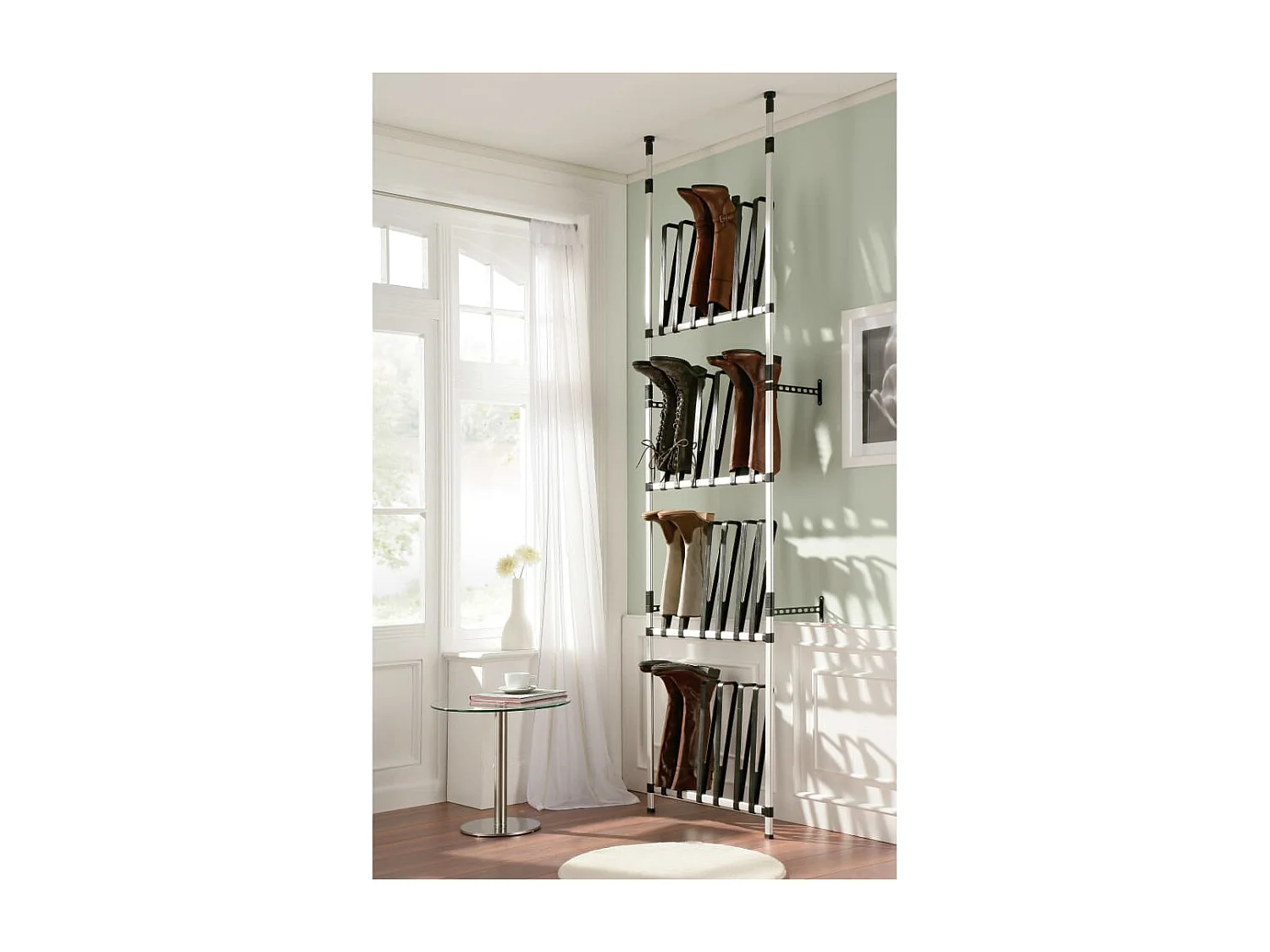 Étagère à bottes télescopique avec barres Aluminium