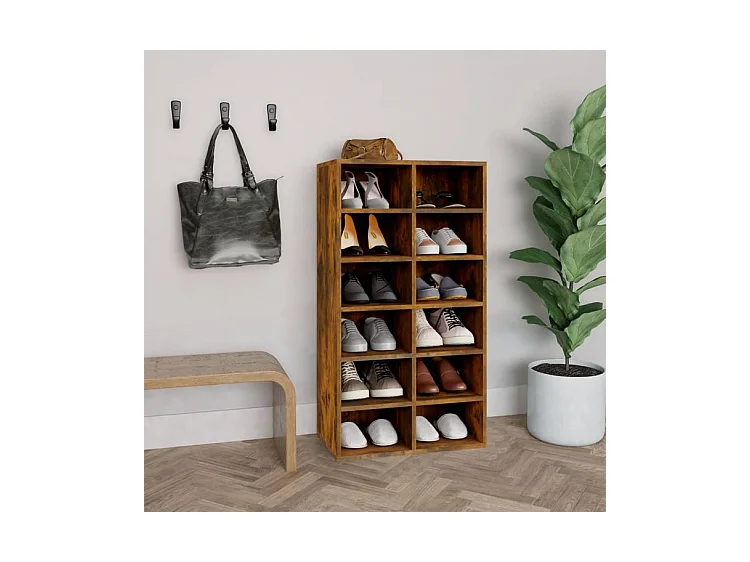 Étagère à chaussures Chêne fumé 54x34x100,5