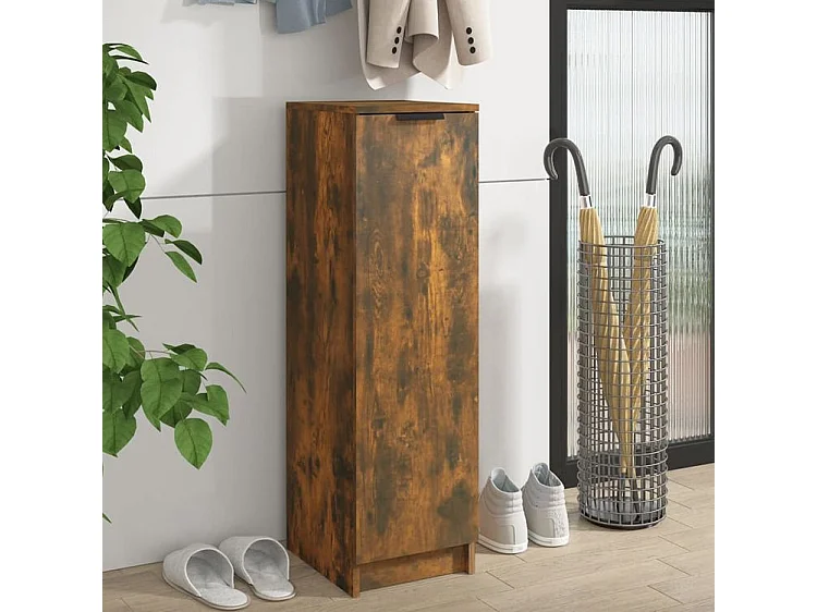 Meuble à chaussures Chêne fumé 30x35x100 Bois d'ingénierie