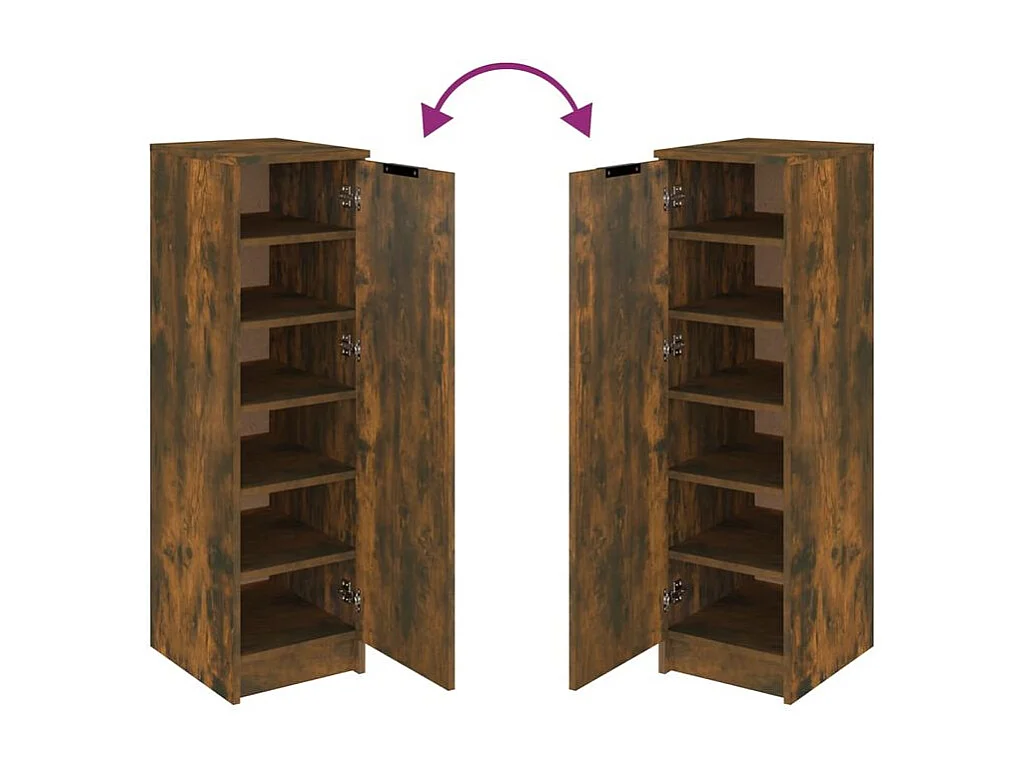 Meuble à chaussures Chêne fumé 30x35x100 Bois d'ingénierie