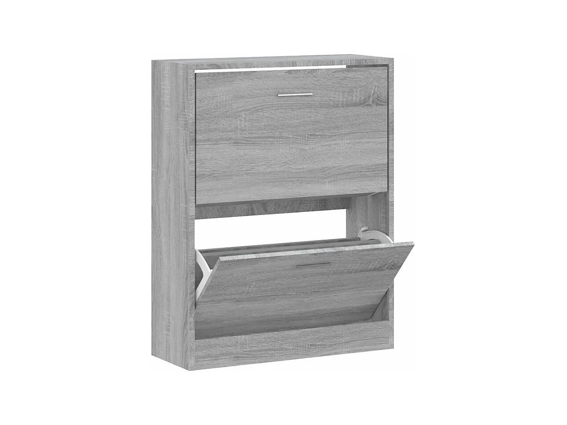 Armoire à chaussures en bois Puerto L63xH81xP24 – 2 portes rabattables-Couleur Chêne gris