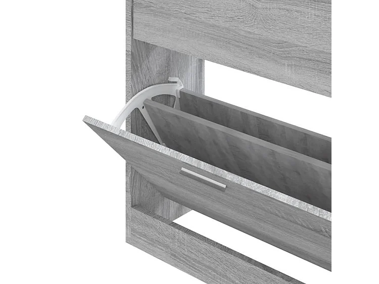 Armoire à chaussures en bois Puerto L63xH81xP24 – 2 portes rabattables-Couleur Chêne gris