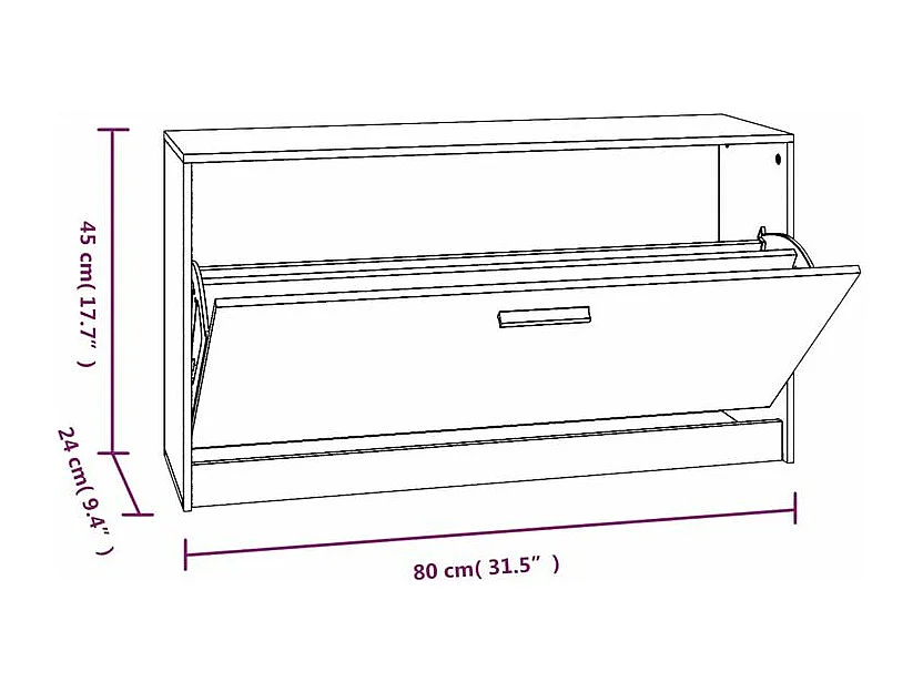Meuble à chaussures 1 porte rabattable Venta - Version classique-Couleur Blanc brillant