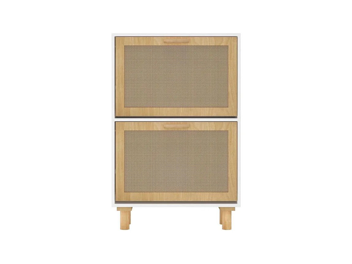 Armoire à chaussures en bois er rotin Viba L 52 x H 80cm - Style tendance-Couleur Blanc