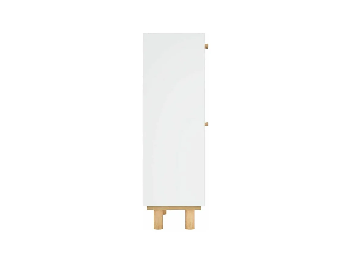 Armoire à chaussures en bois er rotin Viba L 52 x H 80cm - Style tendance-Couleur Blanc