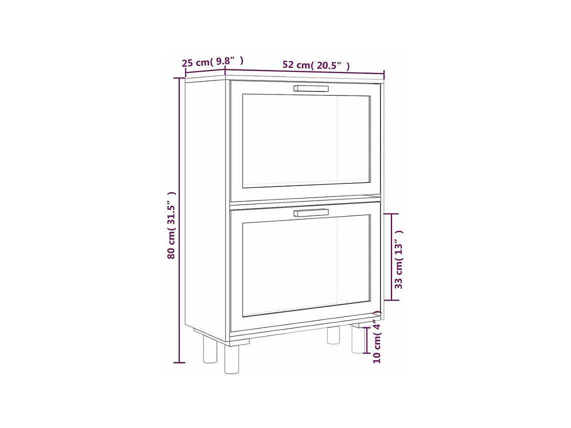 Armoire à chaussures en bois er rotin Viba L 52 x H 80cm - Style tendance-Couleur Blanc