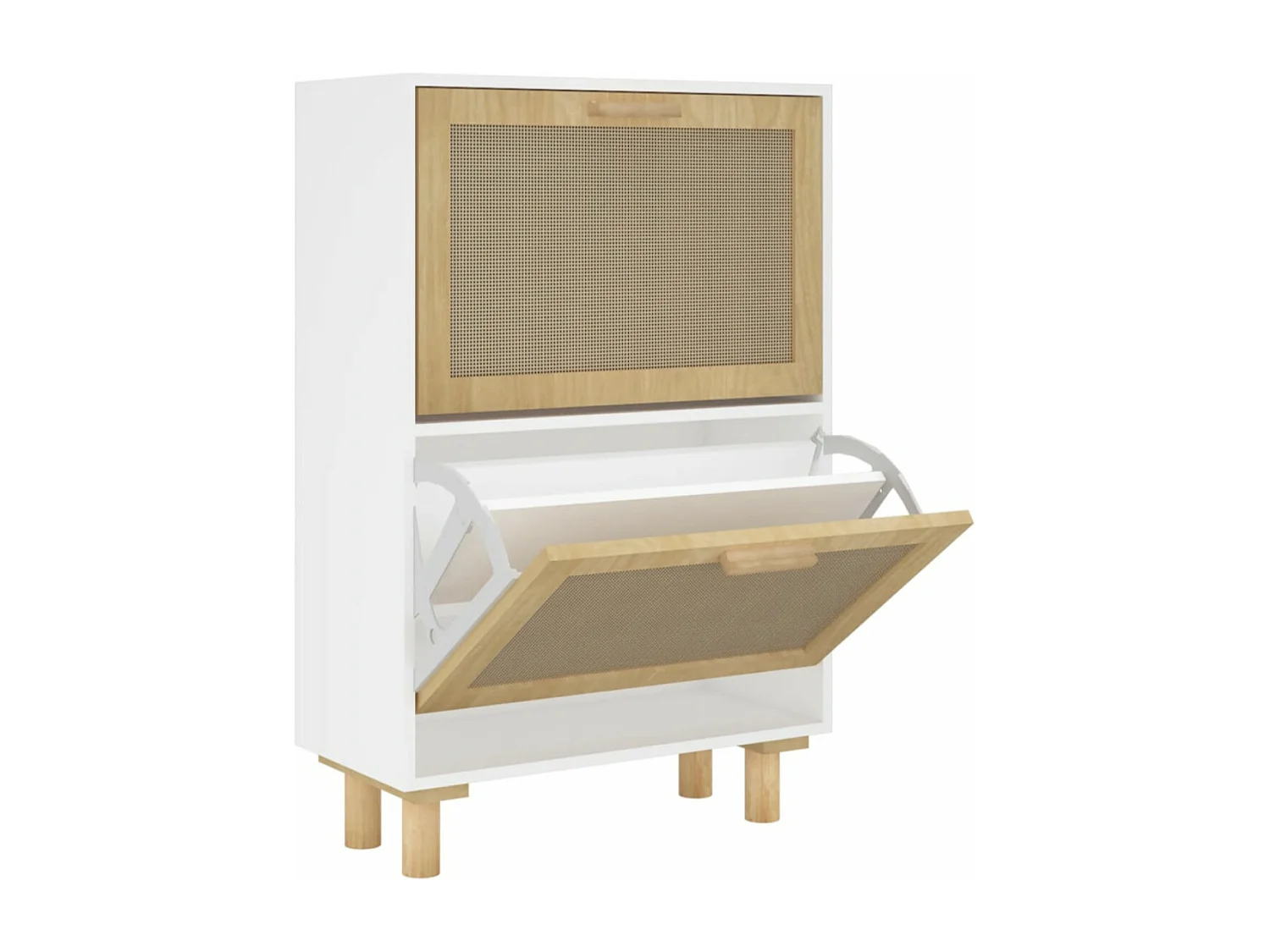 Armoire à chaussures en bois er rotin Viba L 52 x H 80cm - Style tendance-Couleur Blanc