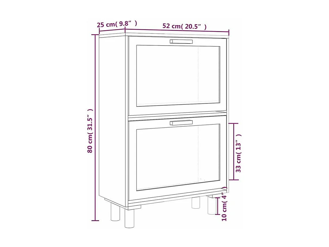 Armoire à chaussures en bois er rotin Viba L 52 x H 80cm - Style tendance-Couleur Blanc