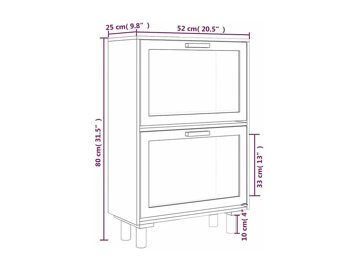 Armoire à chaussures en bois er rotin Viba L 52 x H 80cm - Style tendance-Couleur Blanc