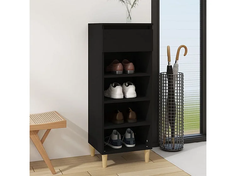 Armoire à chaussures Noir 40x36x105 Bois d'ingénierie