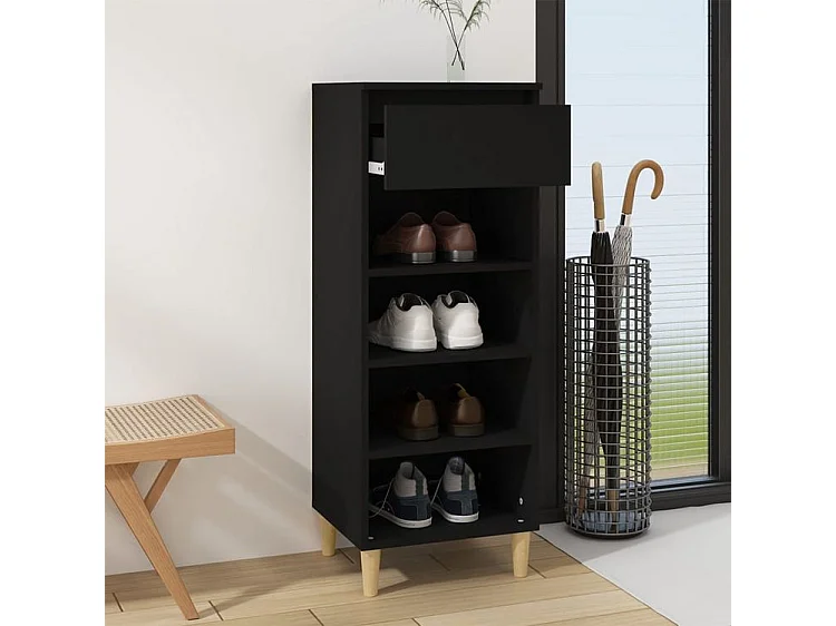 Armoire à chaussures Noir 40x36x105 Bois d'ingénierie