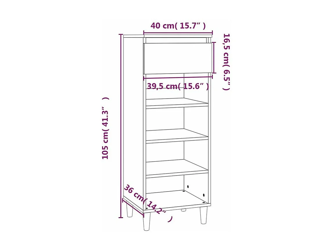 Armoire à chaussures Noir 40x36x105 Bois d'ingénierie
