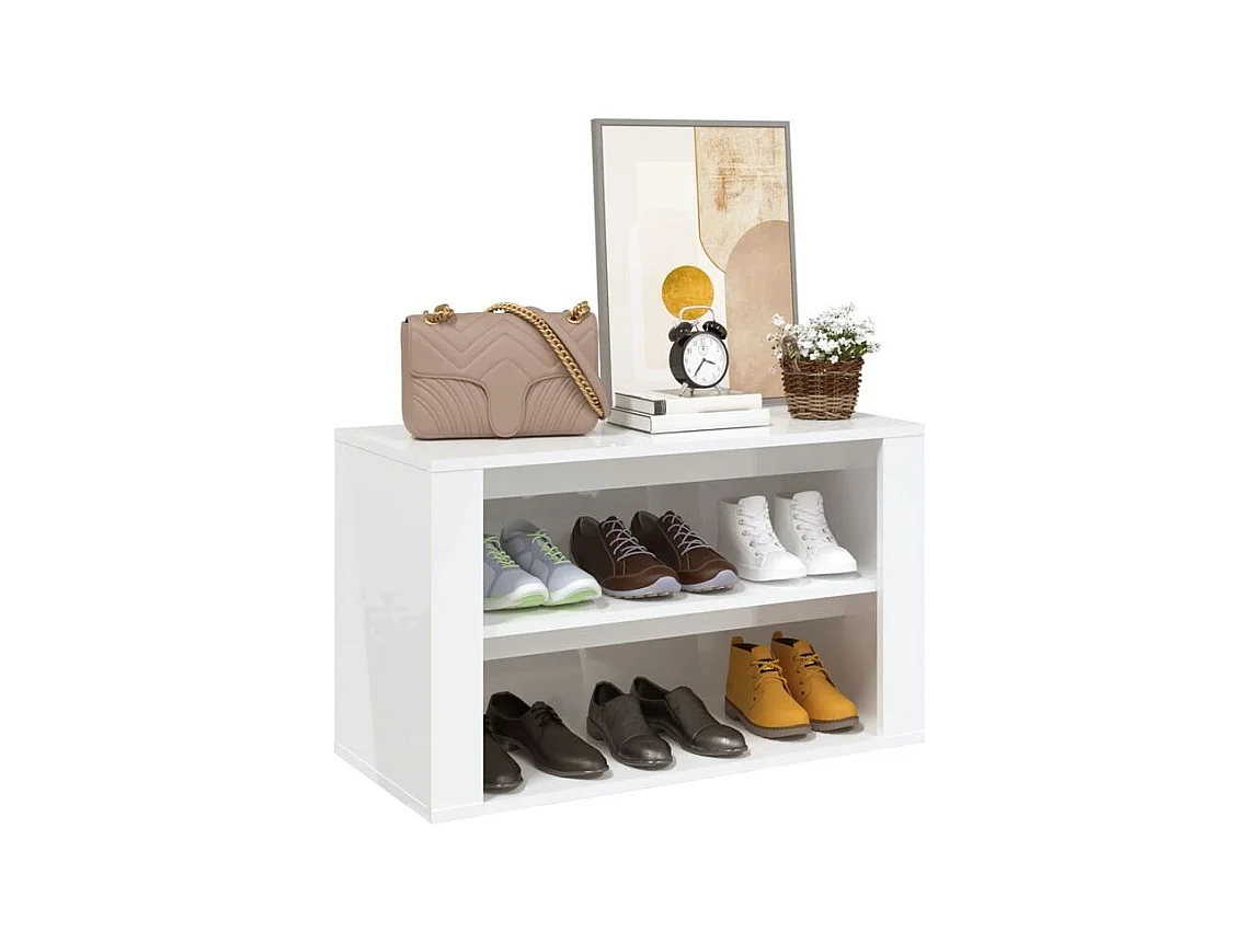 Étagère à chaussures 2 niveaux Padela – Praticité et élégance pour un intérieur bien rangé-Couleur Blanc brillant