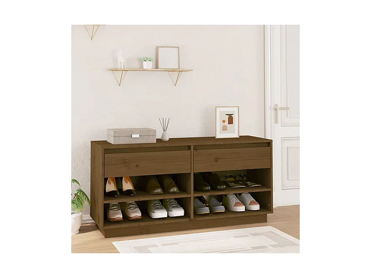 Armoire à chaussures Marron miel 110x34x52 Bois de pin massif