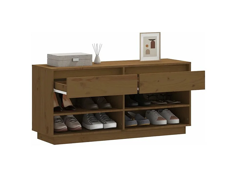 Armoire à chaussures Marron miel 110x34x52 Bois de pin massif