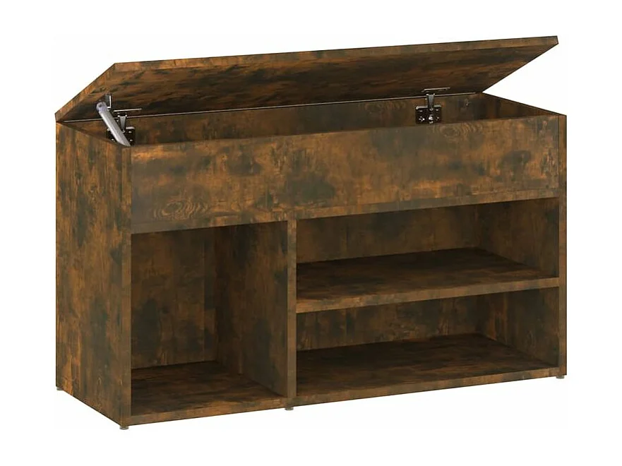 Banc à chaussures avec coffre de rangement Lula L80xH45xP30 – Chic et pratique-Couleur Marron fumé