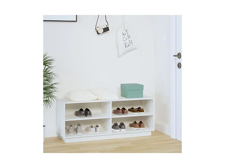 Armoire à chaussures Blanc 110x34x45 Bois de pin massif