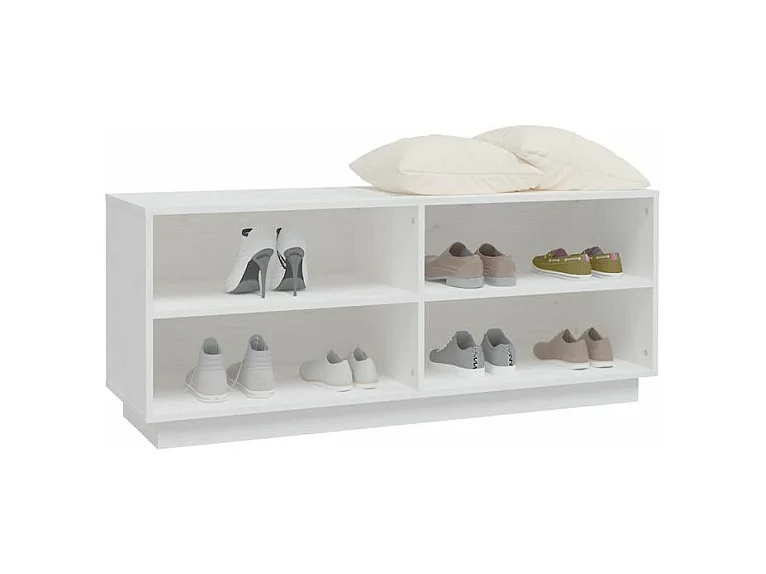 Armoire à chaussures Blanc 110x34x45 Bois de pin massif
