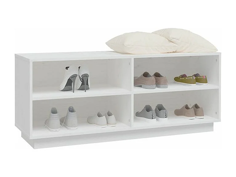 Armoire à chaussures Blanc 110x34x45 Bois de pin massif