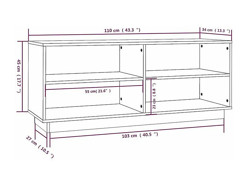 Armoire à chaussures Blanc 110x34x45 Bois de pin massif