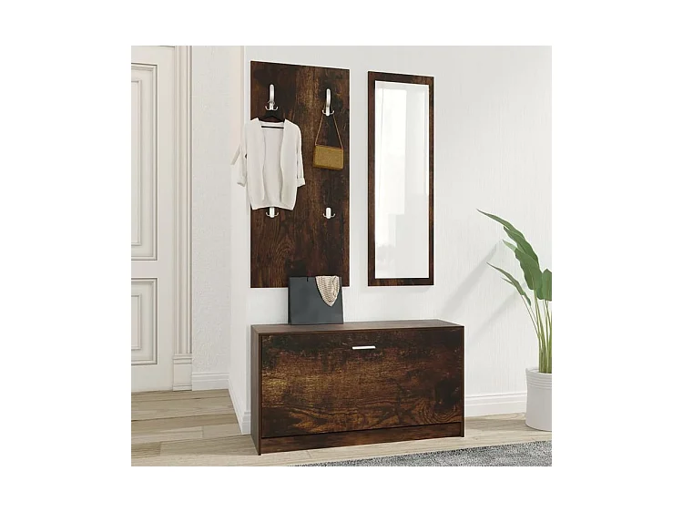 Ensemble d'armoires à chaussures 3-en-1 Chêne fumé