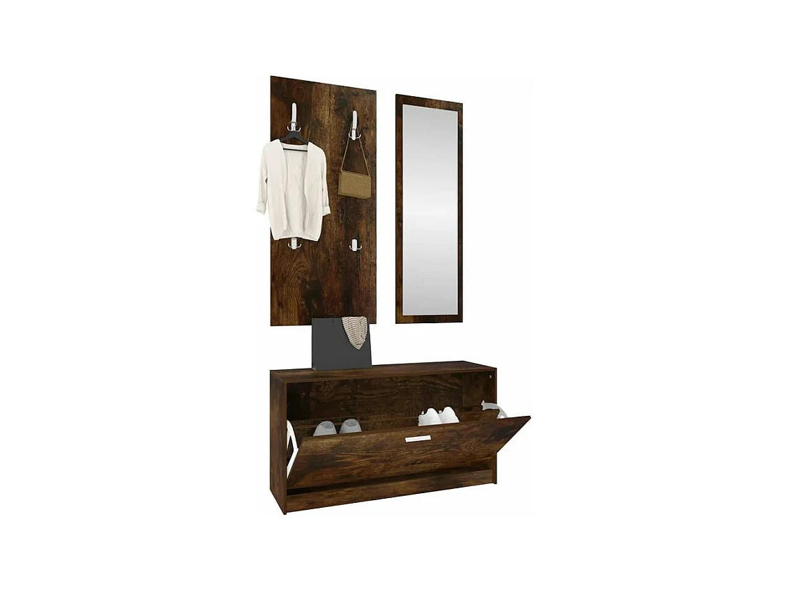 Ensemble d'armoires à chaussures 3-en-1 Chêne fumé