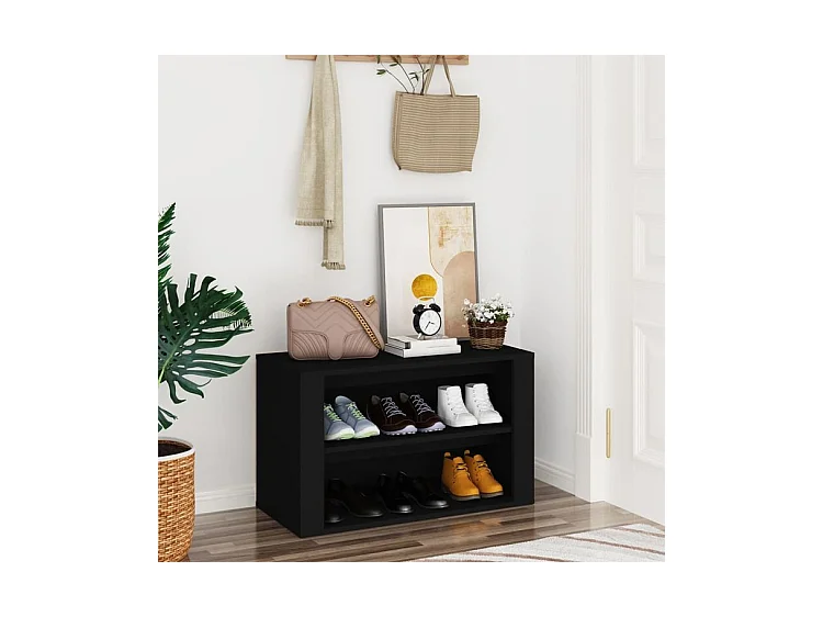 Étagère à chaussures 2 niveaux Padela – Praticité et élégance pour un intérieur bien rangé-Couleur Noir