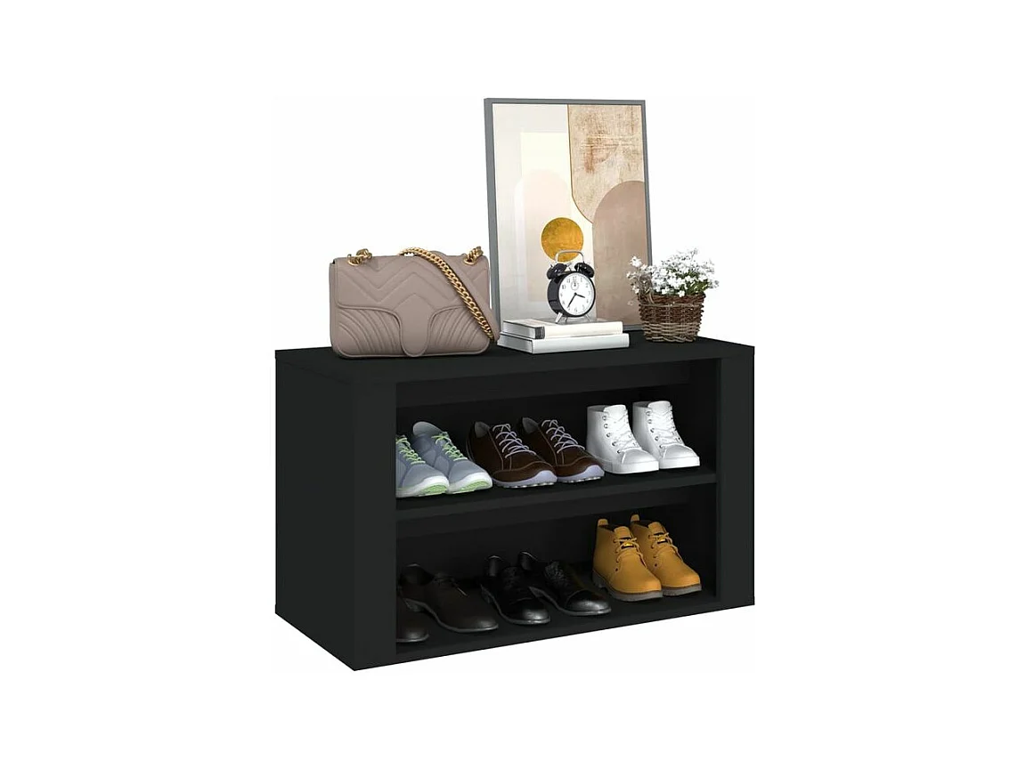Étagère à chaussures 2 niveaux Padela – Praticité et élégance pour un intérieur bien rangé-Couleur Noir