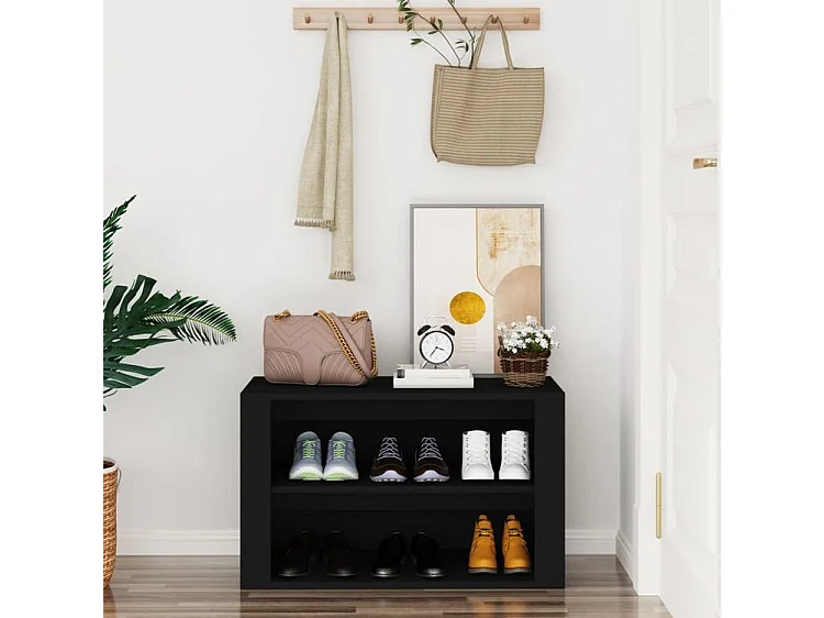 Étagère à chaussures 2 niveaux Padela – Praticité et élégance pour un intérieur bien rangé-Couleur Noir