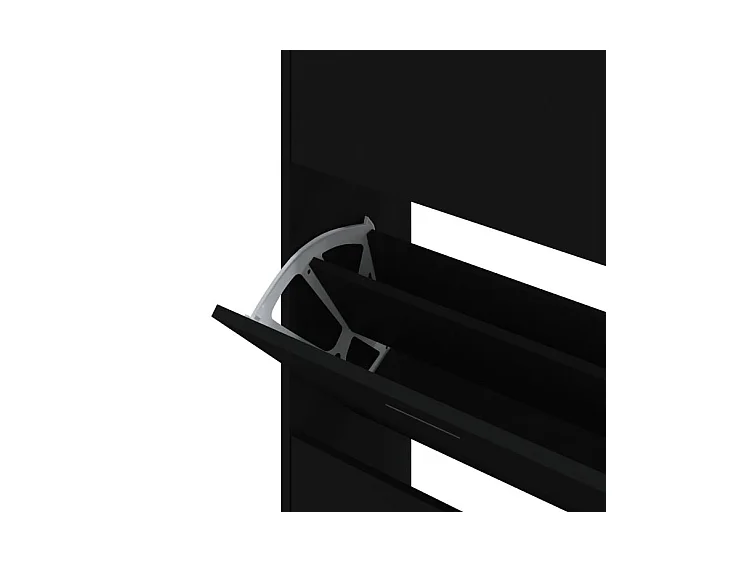 Armoire à chaussures en bois Puerto L63xH147xP24 – 4 portes rabattables-Couleur Noir