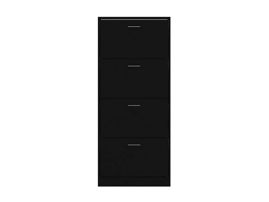 Armoire à chaussures en bois Puerto L63xH147xP24 – 4 portes rabattables-Couleur Noir