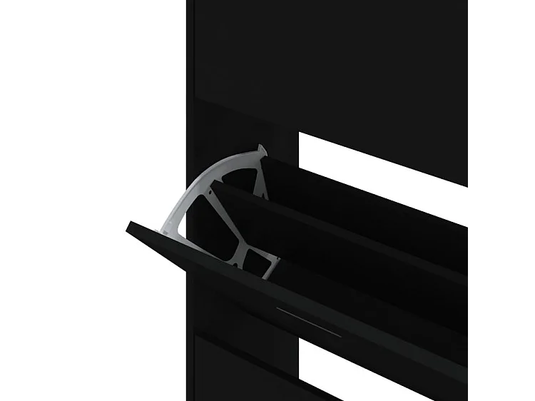 Armoire à chaussures en bois Puerto L63xH147xP24 – 4 portes rabattables-Couleur Noir