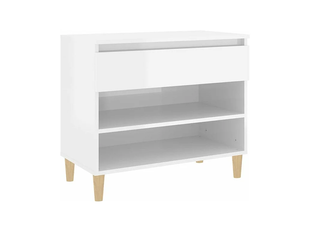 Armoire à chaussure Blanc brillant 70x36x60 Bois ingénierie