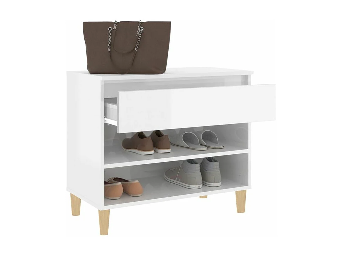 Armoire à chaussure Blanc brillant 70x36x60 Bois ingénierie