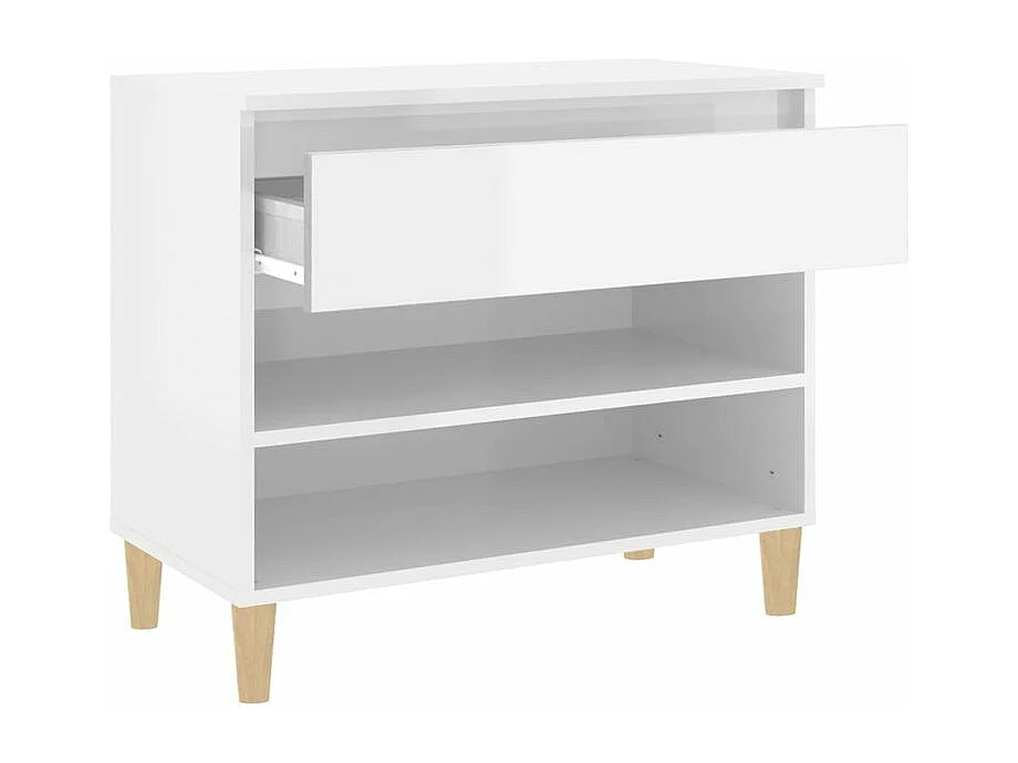 Armoire à chaussure Blanc brillant 70x36x60 Bois ingénierie