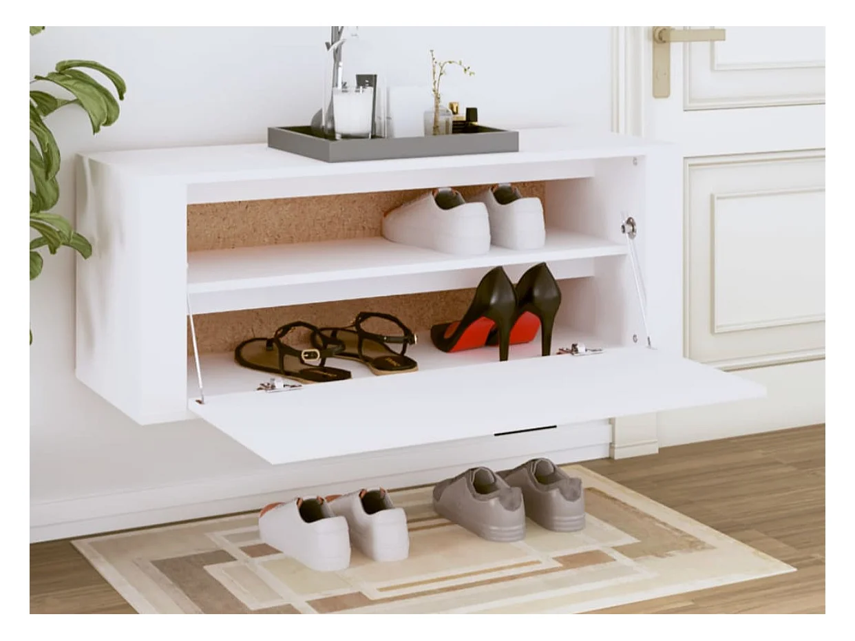 Armoire à chaussures murale en bois Luiza L100xH38xP35 – Élégance et fonctionnalité-Couleur Marron fumé