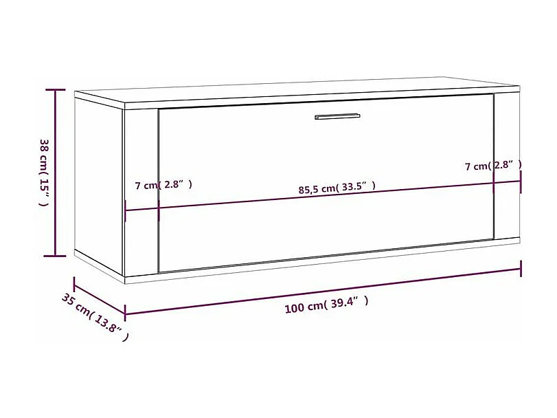 Armoire à chaussures murale en bois Luiza L100xH38xP35 – Élégance et fonctionnalité-Couleur Marron fumé