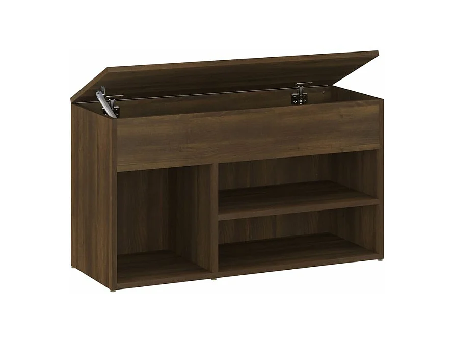 Banc à chaussures avec coffre de rangement Lula L80xH45xP30 – Chic et pratique-Couleur Noyer