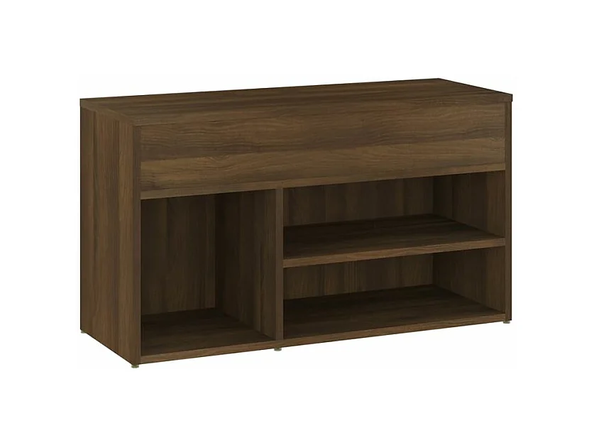 Banc à chaussures avec coffre de rangement Lula L80xH45xP30 – Chic et pratique-Couleur Noyer