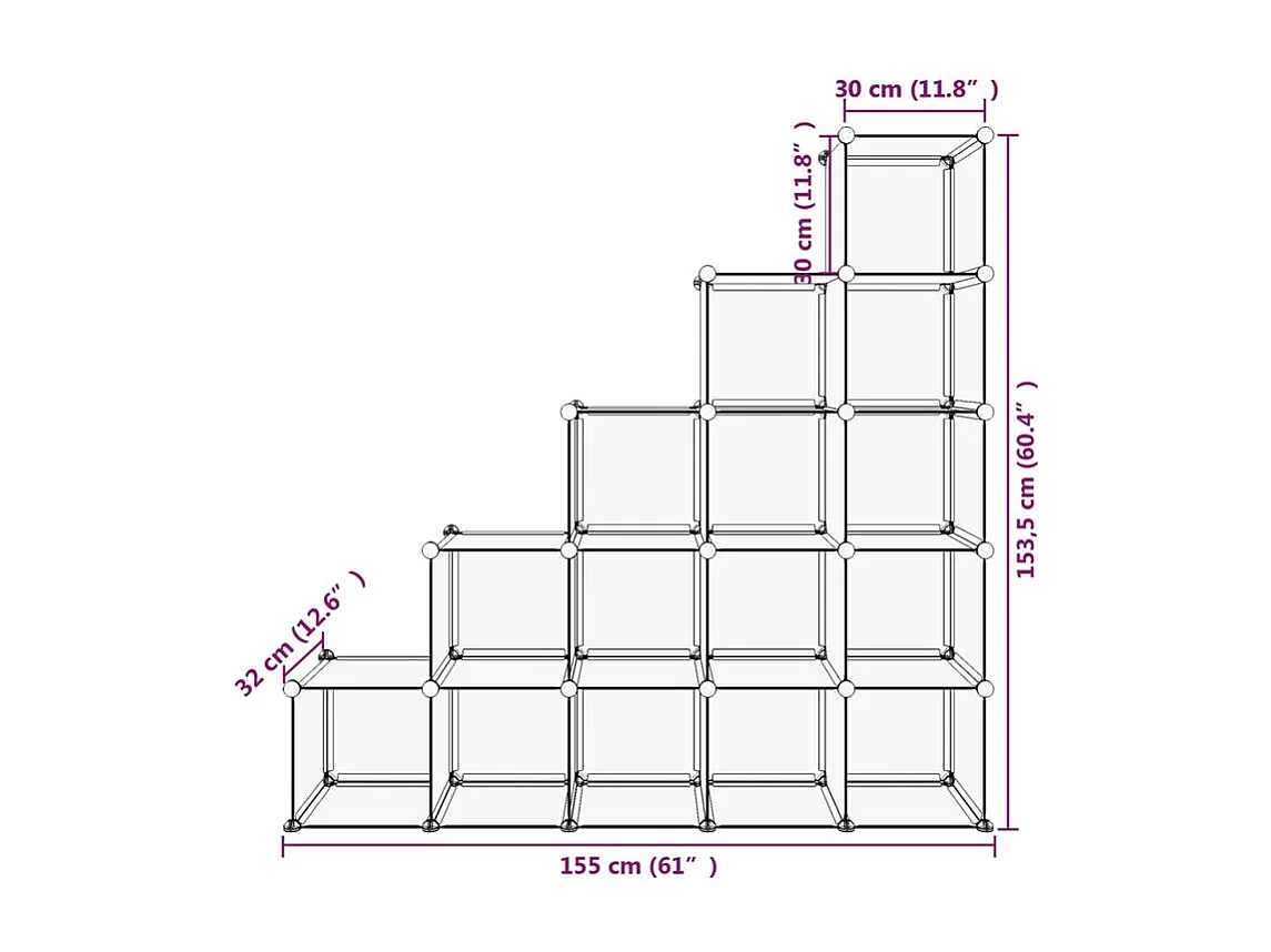 Cubes de rangement 15 pcs Transparent PP