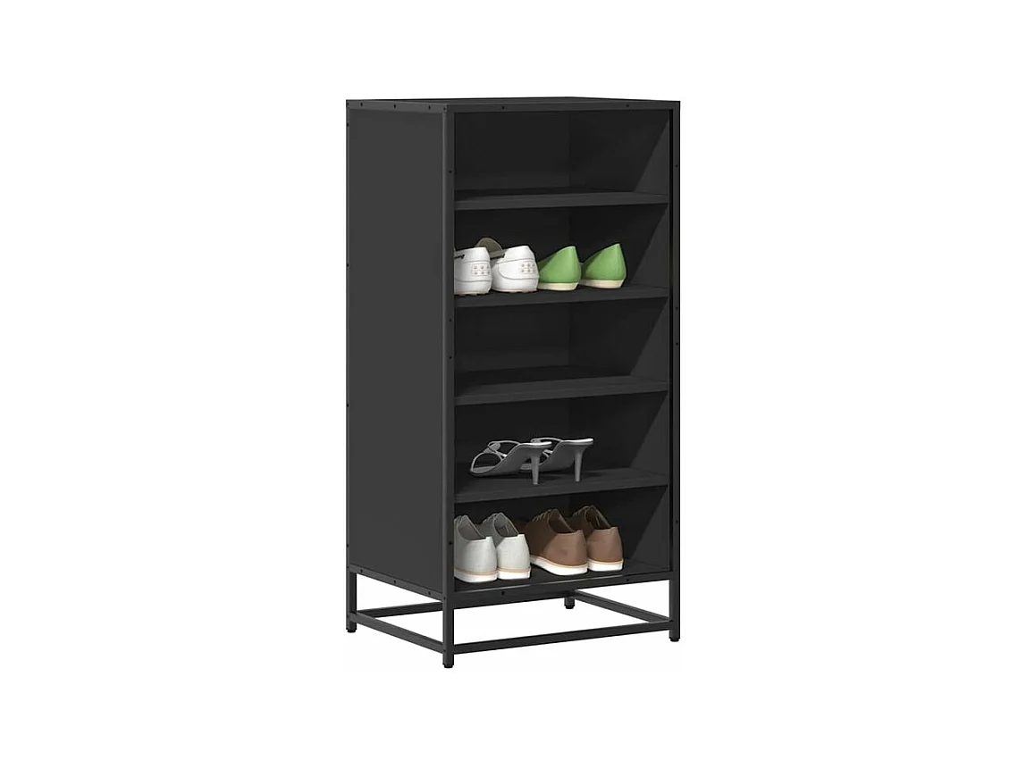 Étagère à chaussures noir 48x38x97,5 bois d'ingénierie