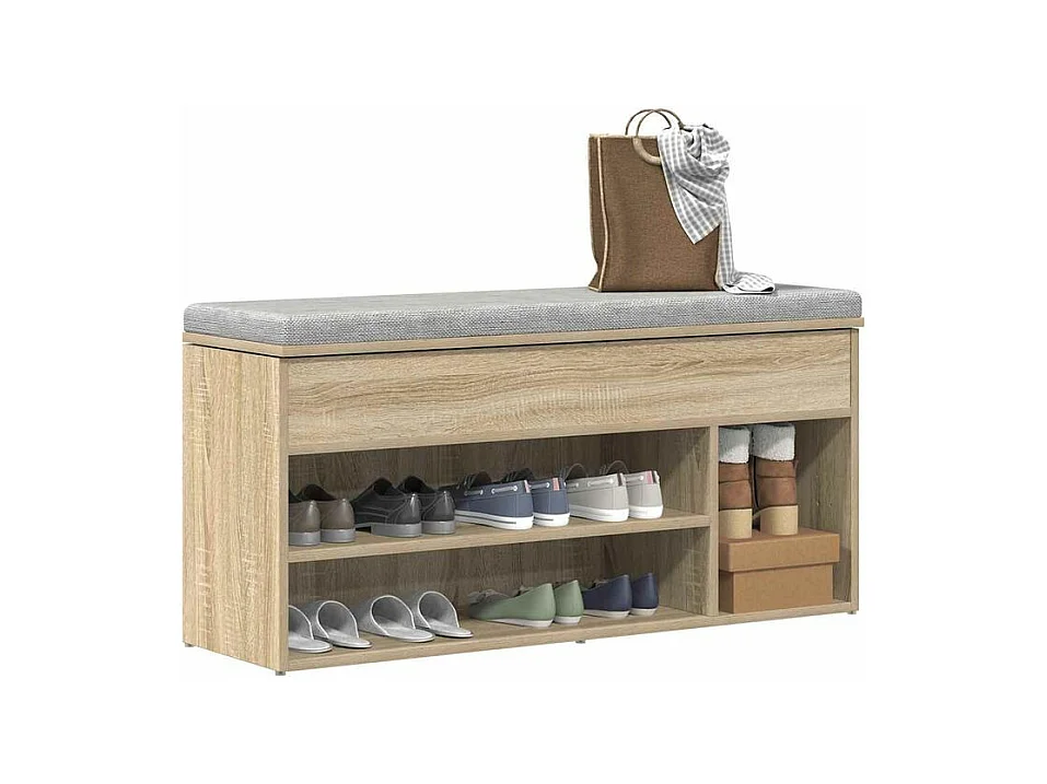Banc à chaussures chêne sonoma 102x30,5x45 bois d'ingénierie