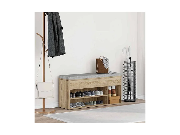 Banc à chaussures chêne sonoma 102x30,5x45 bois d'ingénierie