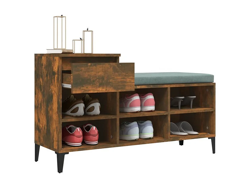 Armoire à chaussures Chêne fumé 102x36x60 Bois d'ingénierie